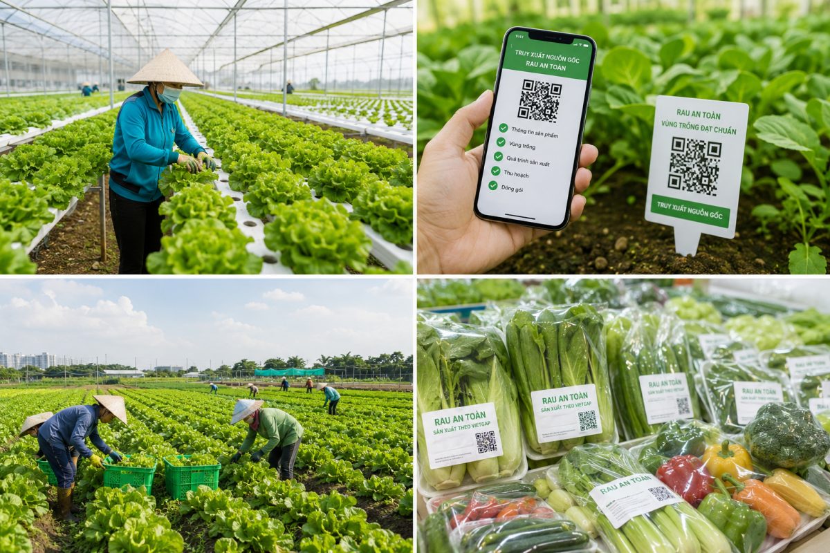 Mô hình sản xuất rau an toàn ứng dụng công nghệ cao, truy xuất nguồn gốc bằng mã QR và liên kết tiêu thụ sản phẩm đang được TP.HCM đẩy mạnh triển khai đến năm 2030. Ảnh: minh họa